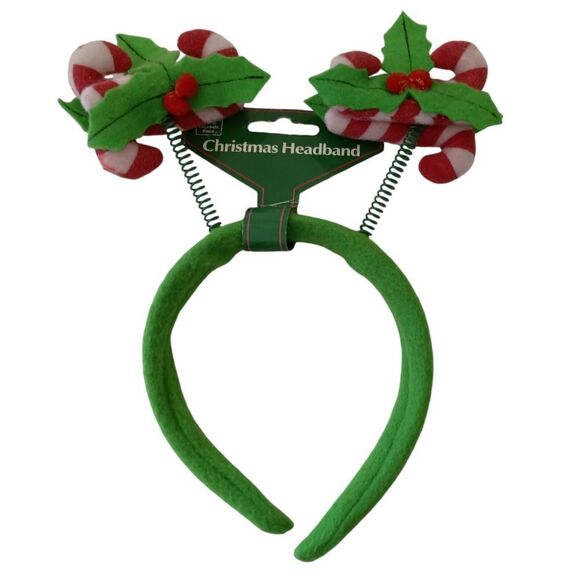 Christmas Bopper Headband Candycane Holly Berry Christmas House Felt Jiggly - Picture 7 of 16